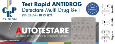 CRP Fusion rapid multi-drug saliva test kit for at-home screening and workplace drug testing.