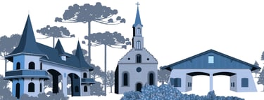 Desenho feito para evento, pontos turisticos de Gramado-RS, arte digital personalizada