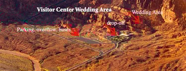 aerial view of the visitor center wedding area at valley of fire state park