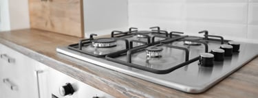 a stove top with a stove top and a stove top