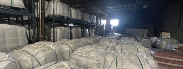 a large amount of super sacks of plastic compounds
