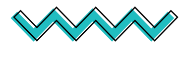 Teal zigzag line animation with a glitch effect on a black background.