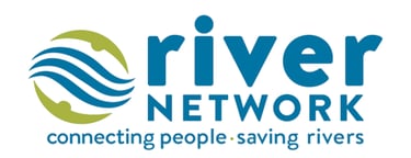 River Network logo with globe, water lines, and the tagline "connecting people, saving rivers".