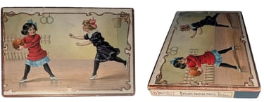 Image of girl's playing basketball at a Gym in the early 1900s Handkerchief Box