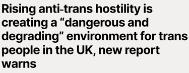 Rising anti‑trans hostility is creating a “dangerous and degrading” environment for trans people in