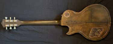 The Bronze Les Paul style dark industrial guitar. Full back view.