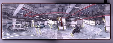 Urban sketch artbook by Evgeny Bondarenko