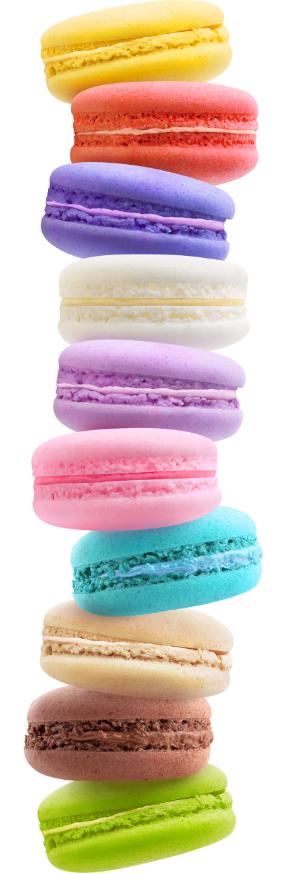 Assorted French macarons in a variety of colors and flavors, beautifully arranged and perfect for any season or occasion