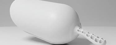 Sessola bianca isolata professionale. Realizzata in polimero alimentare certificato HACCP.