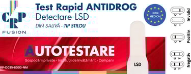 Rapid saliva LSD drug test kit for home and workplace screening with result interpretation guide.