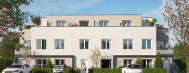 Façade contemporaine de la Résidence Les Ricochets II avec appartements, terrasses et stationnements
