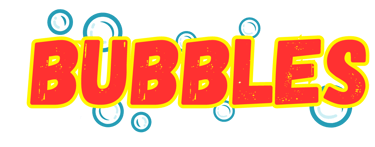 a bubble party bubbles logo on a black background