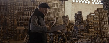 Luigi Lineri is working at "La Ricerca" in his atelier.