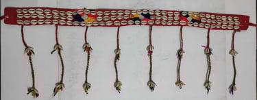 "Tribal waist belt with shells and colorful tassels–ethnic fabric belt-Globally tradable"