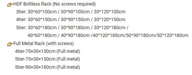 boltless rack dimensions