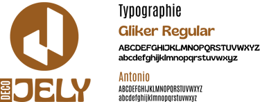 Spécimen de police classique avec un logo de décorateur d'intérieur et le texte en marron