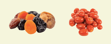 Nos paniers incluent une barquette de fruits coupés ou de fruits secs ou bien de tomates