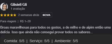 Avaliação de Cliente Glisieli