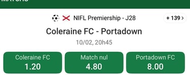 ZGAWSBET pronostic coleraine portadown coleraine prediction pronostic foot league des champions pron