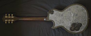 Silverback Ironbrand Les Paul style dark industrial guitar. Full back view.