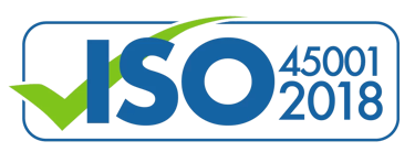 ISO 45001:2018 certification logo for occupational health and safety management systems.