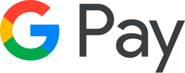 Official Google Pay logo featuring the colorful G icon and gray Pay text on a black background.