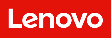 a red and white lenovoo logo on a red background