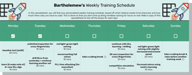 example Training Schedule spreadsheet