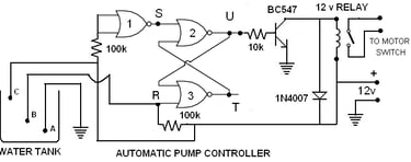 Automatic water pump controller using NOR GATE(CD 4001 IC)
