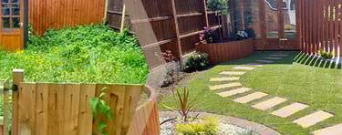 Wooden Circle Timber Planters & Screening - Before & After