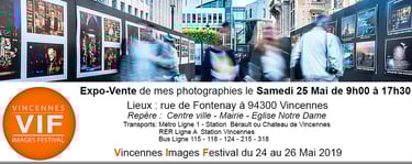 un groupe de personnes marchant dans une ville. Affiche pour le Festival Image de Vincennes.
