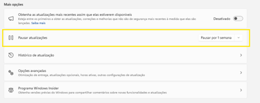 pausar atualização do windows 11