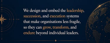 Leadership and succession systems graphic showing organization growth and endurance..