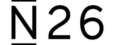 A solid black square representing logo of N26.