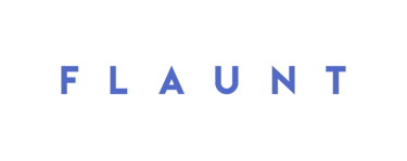 a black and white logo with the word flaunt