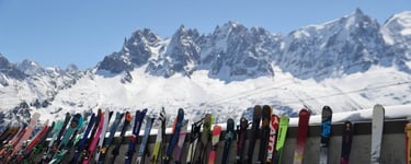 Ski resort activities in Chamonix with mountain views