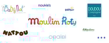 logo babynat noukies babysun nattou doudou et compagnie moulin roty obaibi lilliputiens marques