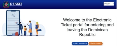 Dominican Republic E-Ticket portal homepage for entering and leaving the country