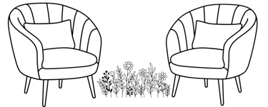 Due poltroncine con al centro una fioritura, psicoterapia in presenza