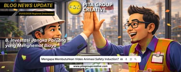 Animated construction workers giving a high-five for safety induction video animation services by Pita Group Creative.