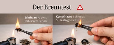 Der Echthaar Brenntest . Haarextensions check