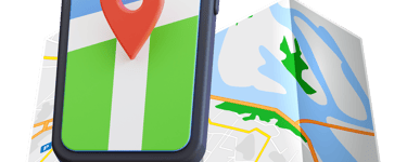 a phone phone with a map of a map of a location