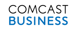 Official Comcast Business logo featuring black and blue sans-serif typography.
