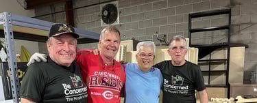 Rose Garden Volunteers working in the warehouse and enjoying each other's company.