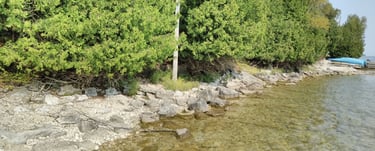A rocky shoreline on Georgian Bay, evaluated by Aster Environmental during a Site Evaluation Report.