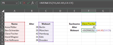 Beispiel wie XVerweis() den SVerweis() ersetzt