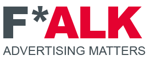 a logo for the falk adevertising matter