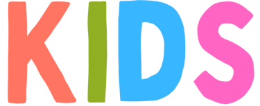 Bright, colorful block letters spelling the word KIDS