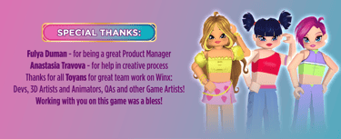 Special Thanks for Fulya Duman, Anastasia Travova and other Toyans