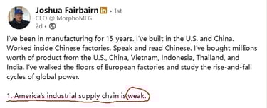 Joshua post on linkedin